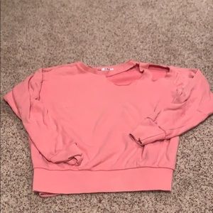 Pink Shoulder Cut Out Sweatshirt